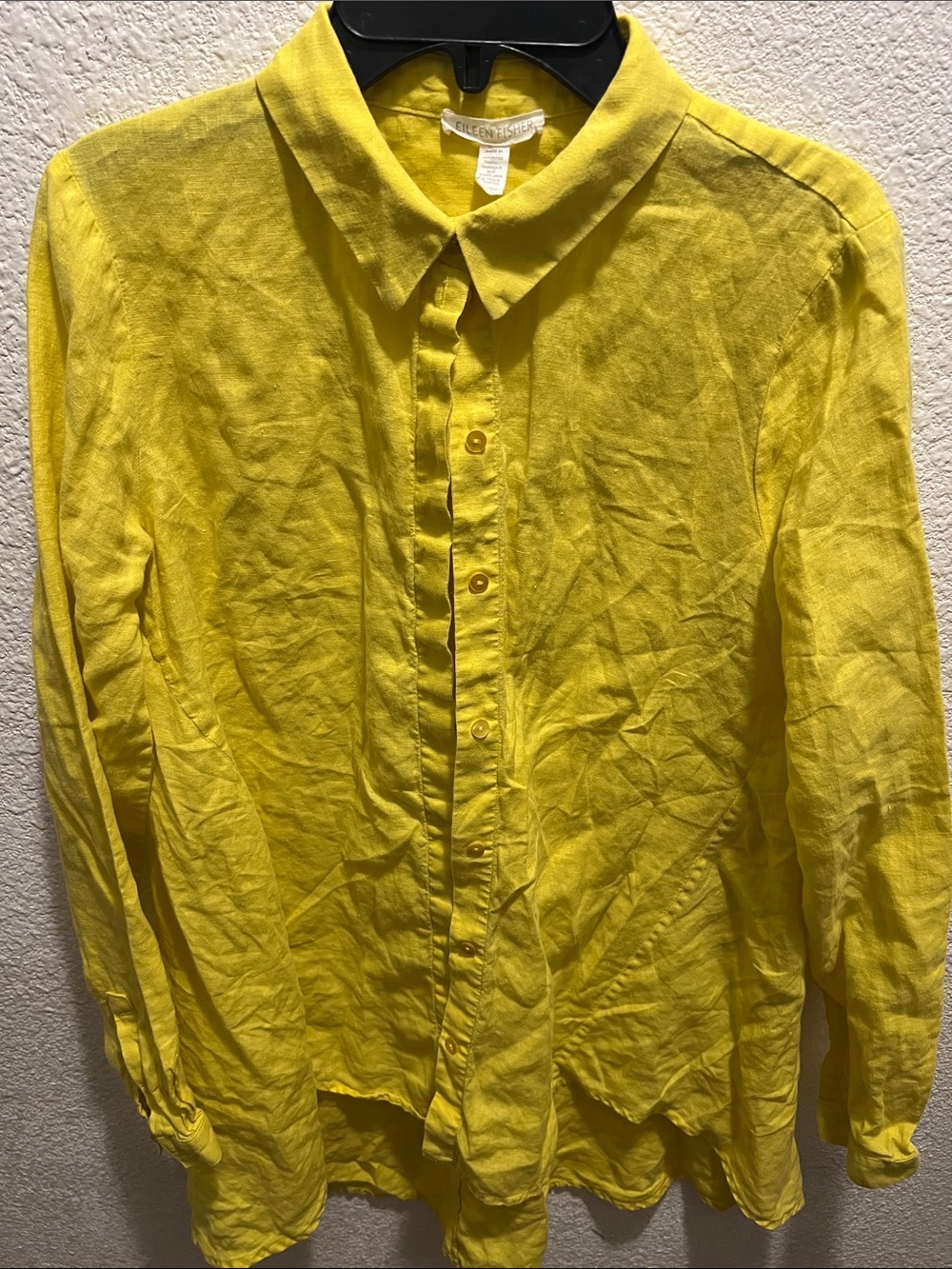 Eileen Fisher Lemon Yellow Linen Top